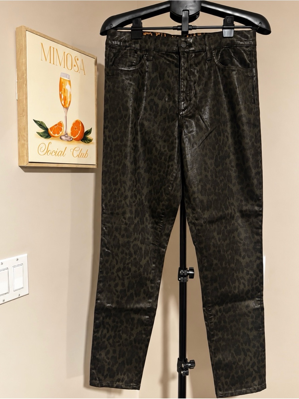 Joe’s Jeans The Charlie High Rise Skinny Ankle Coated Leopard Pants NWT 32
